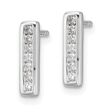 White Ice Sterling Silver Rhodium-plated Diamond Vertical Post Earrings - Birthstone Company