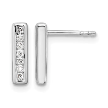 White Ice Sterling Silver Rhodium-plated Diamond Vertical Post Earrings - Birthstone Company