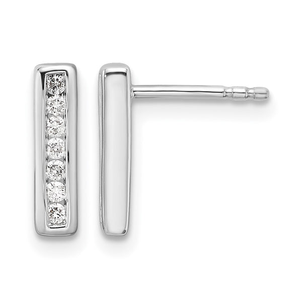 White Ice Sterling Silver Rhodium-plated Diamond Vertical Post Earrings - Birthstone Company