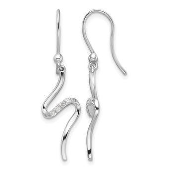 White Ice Sterling Silver Rhodium-plated Diamond Shepherd Hook Dangle Earrings - Birthstone Company