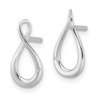 White Ice Sterling Silver Rhodium-plated Diamond Post Earrings - Birthstone Company