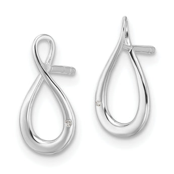 Sterling Silver RH Plated White Ice .01ct. Diamond Post Earrings