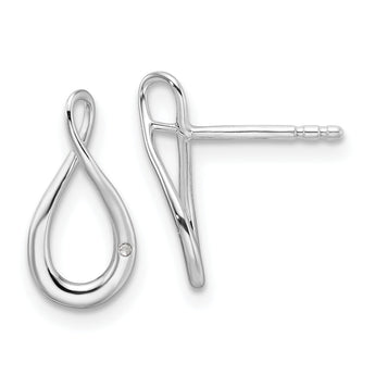 Sterling Silver RH Plated White Ice .01ct. Diamond Post Earrings