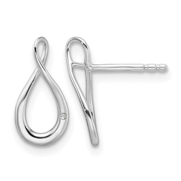 White Ice Sterling Silver Rhodium-plated Diamond Post Earrings - Birthstone Company