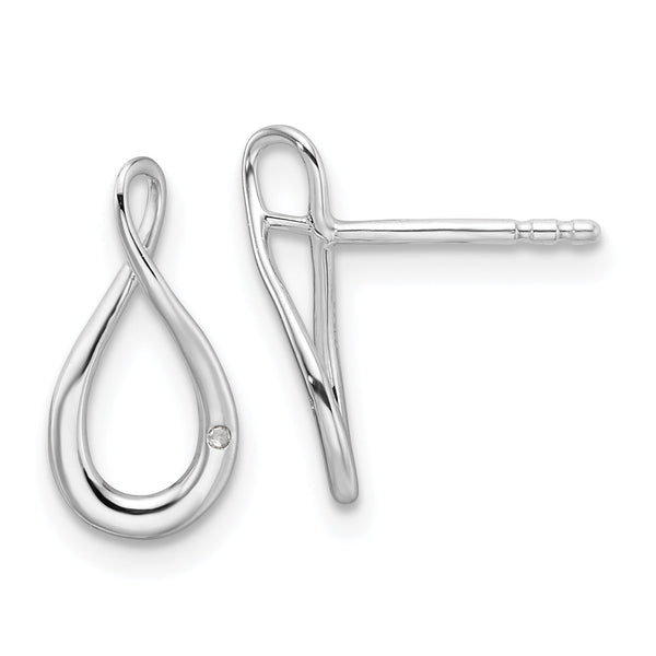 Sterling Silver RH Plated White Ice .01ct. Diamond Post Earrings