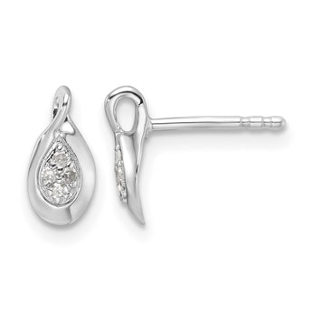 White Ice Sterling Silver Rhodium-plated Diamond Post Earrings - Birthstone Company