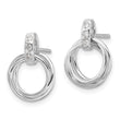 Sterling Silver RH Plated White Ice .09ct. Dia. Three Rings Post Earrings