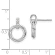 Sterling Silver RH Plated White Ice .09ct. Dia. Three Rings Post Earrings