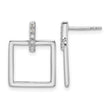 White Ice Sterling Silver Rhodium-plated Open Square Diamond Post Dangle Earrings - Birthstone Company