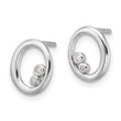 White Ice Sterling Silver Rhodium-plated Diamond Oval Post Earrings - Birthstone Company
