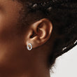 White Ice Sterling Silver Rhodium-plated Diamond Oval Post Earrings - Birthstone Company