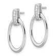 White Ice Sterling Silver Rhodium-plated Diamond Oval Post Dangle Earrings - Birthstone Company