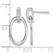 White Ice Sterling Silver Rhodium-plated Diamond Oval Post Dangle Earrings - Birthstone Company