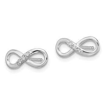 Sterling Silver RH Plated White Ice .06ct. Diamond Infinity Post Earrings