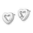 White Ice Sterling Silver Rhodium-plated Diamond Open Heart Post Earrings - Birthstone Company