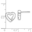 Sterling Silver RH Plated White Ice .08ct Diamond Heart Earrings