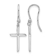 White Ice Sterling Silver Rhodium-plated Diamond Cross Shepherds Hook Dangle Earrings - Birthstone Company