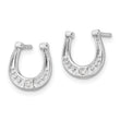 White Ice Sterling Silver Rhodium-plated Diamond Horseshoe Post Earrings - Birthstone Company