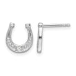 White Ice Sterling Silver Rhodium-plated Diamond Horseshoe Post Earrings - Birthstone Company