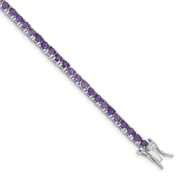 Sterling Silver Rhodium-plated Amethyst Bracelet