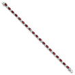 Sterling Silver Rhodium-plated Garnet and Cz Bracelet - Birthstone Company