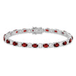 Sterling Silver Rhodium-plated Garnet and Cz Bracelet - Birthstone Company