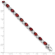 Sterling Silver Rhodium-plated Garnet and Cz Bracelet - Birthstone Company