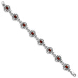 Sterling Silver Rhodium Plated Antiqued Garnet Bracelet - Birthstone Company