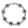 Sterling Silver Rhodium Plated Antiqued Garnet Bracelet - Birthstone Company