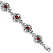 Sterling Silver Rhodium Plated Antiqued Garnet Bracelet - Birthstone Company