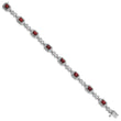 Sterling Silver Rhodium-plated Diamond & Garnet Bracelet - Birthstone Company