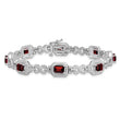 Sterling Silver Rhodium-plated Diamond & Garnet Bracelet - Birthstone Company