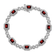 Sterling Silver Rhodium-plated Diamond & Garnet Bracelet - Birthstone Company