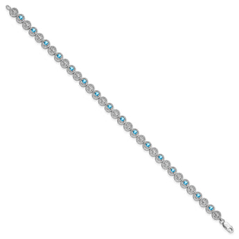 Sterling Silver Rhodium-plated Blue Topaz Diamond Bracelet - Birthstone Company