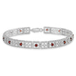 Sterling Silver Rhodium-plated Garnet Diamond Bracelet - Birthstone Company