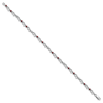 Sterling Silver Rhodium-plated Garnet & Diamond Bracelet - Birthstone Company