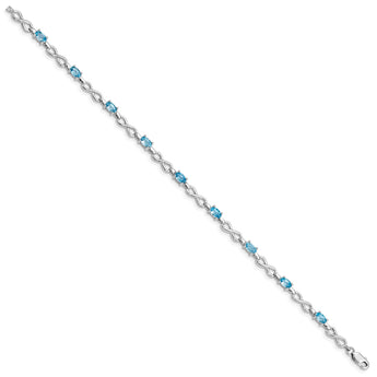 Sterling Silver Rhodium-plated Blue Topaz Bracelet - Birthstone Company
