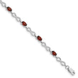 Sterling Silver Rhodium-plated Garnet Bracelet - Birthstone Company