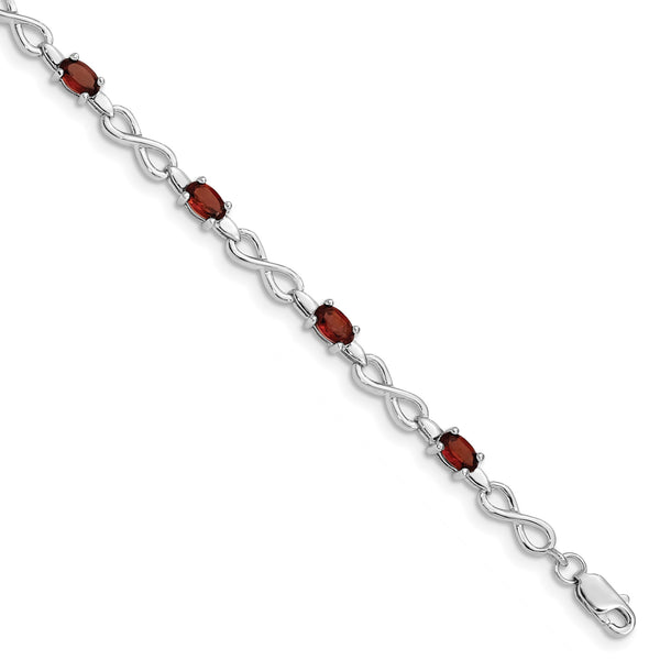 Sterling Silver Rhodium-plated Garnet Bracelet - Birthstone Company