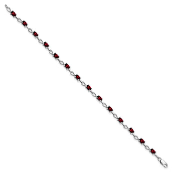 Sterling Silver Rhodium-plated Garnet Bracelet - Birthstone Company
