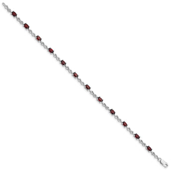 Sterling Silver Rhodium-plated Garnet Bracelet - Birthstone Company