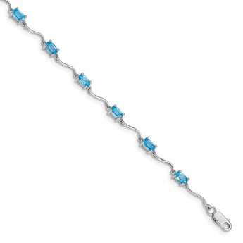 Sterling Silver Rhodium-plated Blue Topaz Bracelet - Birthstone Company