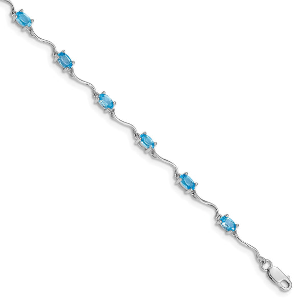 Sterling Silver Rhodium-plated Blue Topaz Bracelet - Birthstone Company