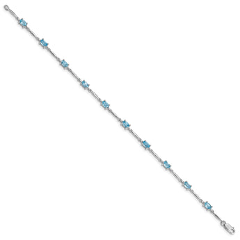 Sterling Silver Rhodium-plated Blue Topaz Bracelet - Birthstone Company