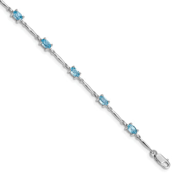 Sterling Silver Rhodium-plated Blue Topaz Bracelet