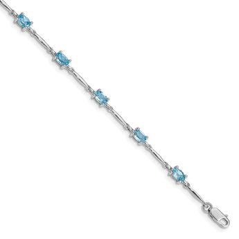 Sterling Silver Rhodium-plated Blue Topaz Bracelet - Birthstone Company