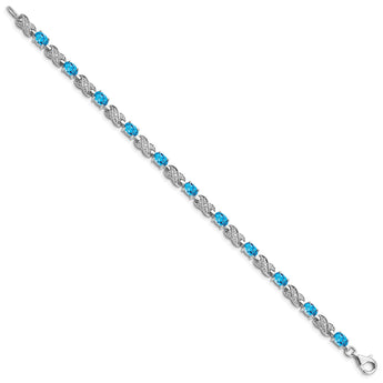 Sterling Silver Rhodium-plated Blue Topaz Bracelet - Birthstone Company