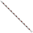 Sterling Silver Rhodium-plated Garnet Bracelet - Birthstone Company