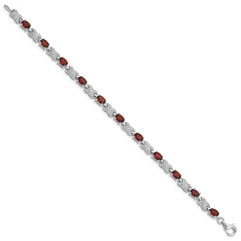 Sterling Silver Rhodium-plated Garnet Bracelet - Birthstone Company