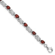 Sterling Silver Rhodium-plated Garnet Bracelet - Birthstone Company